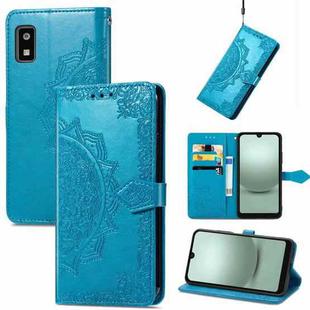 For Sharp Aquos Wish 3 Mandala Flower Embossed Leather Phone Case(Blue)