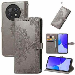 For Huawei Enjoy 60X Mandala Flower Embossed Leather Phone Case(Gray)