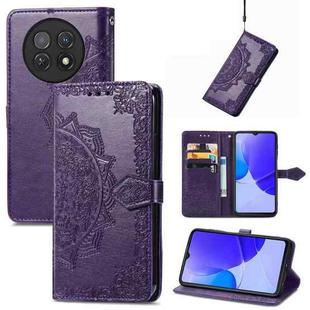 For Huawei Enjoy 60X Mandala Flower Embossed Leather Phone Case(Purple)