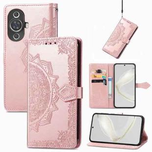For Huawei Nova 11 Mandala Flower Embossed Leather Phone Case(Rose Gold)