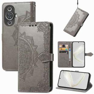 For Huawei Nova 11 Mandala Flower Embossed Leather Phone Case(Gray)