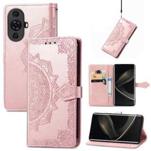 For Huawei Nova 11 Pro Mandala Flower Embossed Leather Phone Case(Rose Gold)