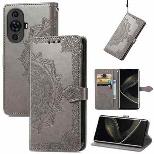 For Huawei Nova 11 Pro Mandala Flower Embossed Leather Phone Case(Gray)