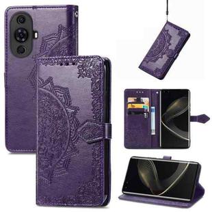 For Huawei Nova 11 Pro Mandala Flower Embossed Leather Phone Case(Purple)