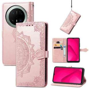 For Huawei Mate 70 Pro Mandala Flower Embossed Leather Phone Case(Rose Gold)