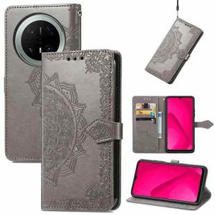 For Huawei Mate 70 Pro+ Mandala Flower Embossed Leather Phone Case(Gray)