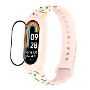 For Xiaomi Mi Band 8 ENKAY Hat-Prince Full Coverage Screen Protector + Adjsutable Silicone Sport Loop Strap Watchband(Pink)