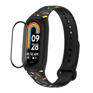 For Xiaomi Mi Band 8 ENKAY Hat-Prince Full Coverage Screen Protector + Adjsutable Silicone Sport Loop Strap Watchband(Black)