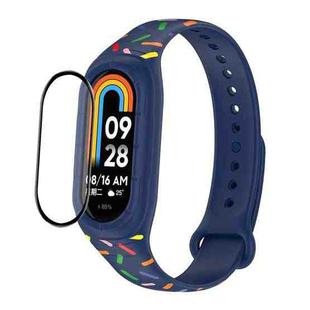 For Xiaomi Mi Band 8 ENKAY Hat-Prince Full Coverage Screen Protector + Adjsutable Silicone Sport Loop Strap Watchband(Blue)
