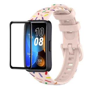 For Huawei Band 8 / 9 ENKAY Hat-Prince Full Coverage Screen Protector + Adjsutable Silicone Sport Loop Strap Watchband(Pink)