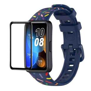 For Huawei Band 8 ENKAY Hat-Prince Full Coverage Screen Protector + Adjsutable Silicone Sport Loop Strap Watchband(Blue)