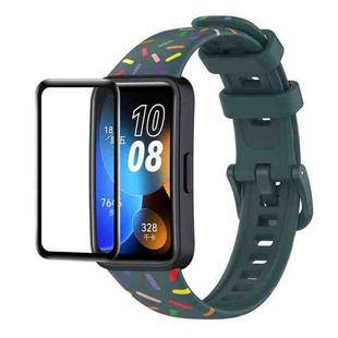 For Huawei Band 8 / 9 ENKAY Hat-Prince Full Coverage Screen Protector + Adjsutable Silicone Sport Loop Strap Watchband(Green)