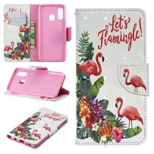 3D Colored Drawing Pattern Horizontal Flip Leather Case for Samsung Galaxy A40, with Holder & Card Slots & Wallet(English Flamingo)