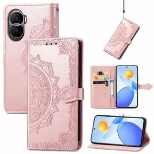 For Honor Play 7T Pro Mandala Flower Embossed Leather Phone Case(Rose Gold)