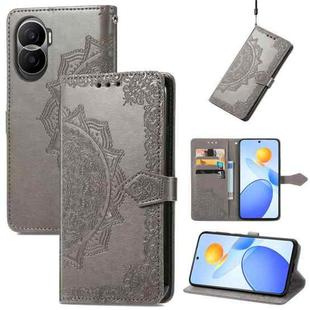 For Honor Play 7T Pro Mandala Flower Embossed Leather Phone Case(Gray)