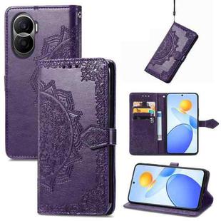 For Honor Play 7T Pro Mandala Flower Embossed Leather Phone Case(Purple)