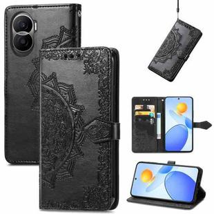 For Honor Play 7T Pro Mandala Flower Embossed Leather Phone Case(Black)