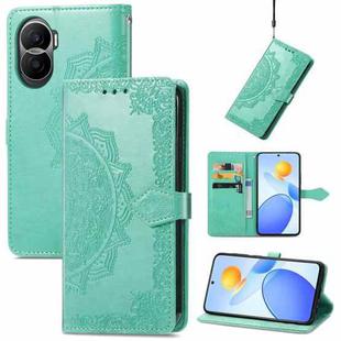 For Honor Play 7T Pro Mandala Flower Embossed Leather Phone Case(Green)