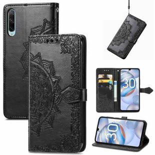 For Honor 30i Mandala Flower Embossed Leather Phone Case(Black)