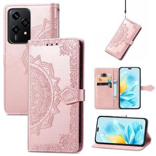 For Honor 200 Lite Global Mandala Flower Embossed Leather Phone Case(Rose Gold)