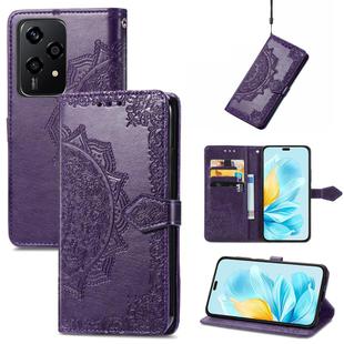 For Honor 200 Lite Global Mandala Flower Embossed Leather Phone Case(Purple)