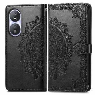 For Honor Play 50 Plus Mandala Flower Embossed Leather Phone Case(Black)