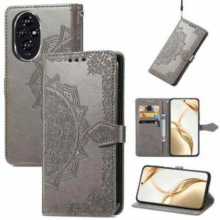 For Honor 200 Mandala Flower Embossed Leather Phone Case(Gray)