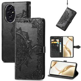 For Honor 200 Pro Mandala Flower Embossed Leather Phone Case(Black)