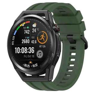 For Huawei Watch Buds Long & Short Sports Solid Color Silicone Watch Band Set(Dark Green)