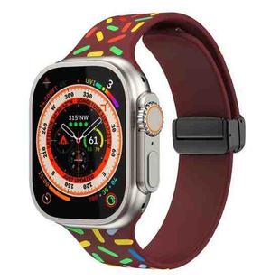 For Apple Watch 8 41mm Rainbow Dots Silicone Magnetic Black Buckle Watch Band(Wine)