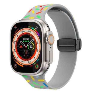 For Apple Watch 5 44mm Rainbow Dots Silicone Magnetic Black Buckle Watch Band(Gray)