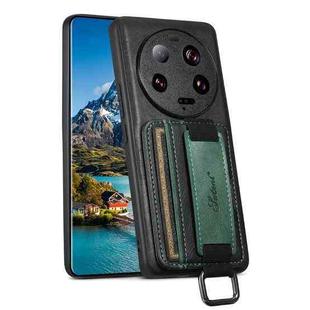 For Xiaomi 13 Ulrta Suteni H13 Card Wallet Wrist Strap Holder PU Phone Case(black)