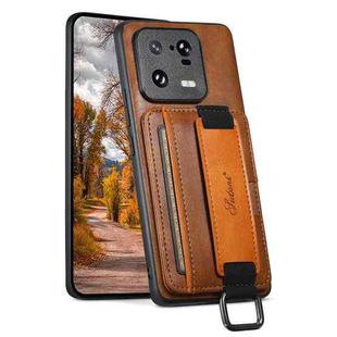 For Xiaomi 13 Pro Suteni H13 Card Wallet Wrist Strap Holder PU Phone Case(Brown)