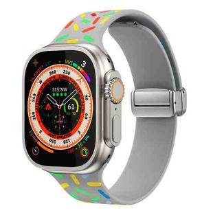 For Apple Watch 8 41mm Rainbow Dots Silicone Magnetic Buckle Watch Band(Gray)