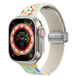 For Apple Watch 8 41mm Rainbow Dots Silicone Magnetic Buckle Watch Band(Starlight Color)