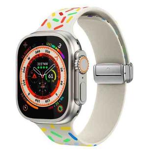 For Apple Watch SE 2022 44mm Rainbow Dots Silicone Magnetic Buckle Watch Band(Starlight Color)