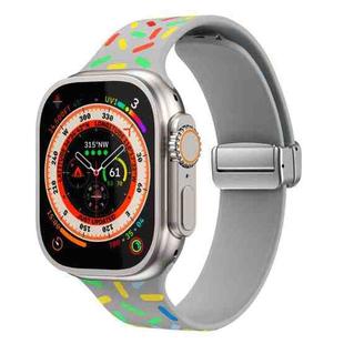 For Apple Watch 6 44mm Rainbow Dots Silicone Magnetic Buckle Watch Band(Gray)