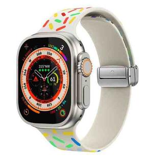 For Apple Watch 6 44mm Rainbow Dots Silicone Magnetic Buckle Watch Band(Starlight Color)