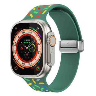 For Apple Watch 3 42mm Rainbow Dots Silicone Magnetic Buckle Watch Band(Green)