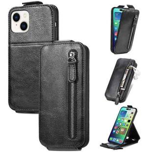 For iPhone 15 Plus Zipper Wallet Vertical Flip Leather Phone Case(Black)