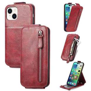 For iPhone 15 Plus Zipper Wallet Vertical Flip Leather Phone Case(Red)