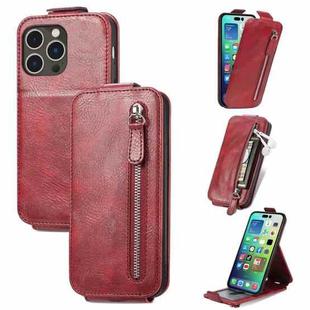 For iPhone 15 Pro Zipper Wallet Vertical Flip Leather Phone Case(Red)