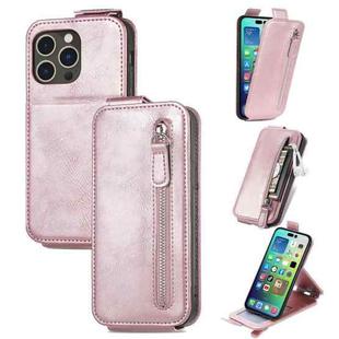 For iPhone 15 Pro Max Zipper Wallet Vertical Flip Leather Phone Case(Pink)