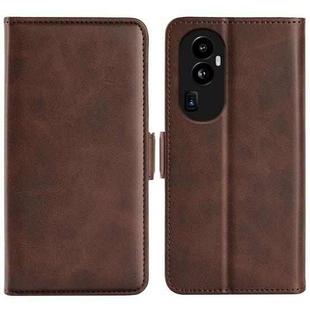 For OPPO Reno10 Dual-side Magnetic Buckle Horizontal Flip Leather Phone Case(Brown)