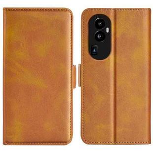 For OPPO Reno10 Pro+ Dual-side Magnetic Buckle Horizontal Flip Leather Phone Case(Yellow)