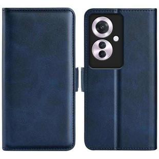 For OPPO Reno11 F 5G Dual-side Magnetic Buckle Horizontal Flip Leather Phone Case(Dark Blue)