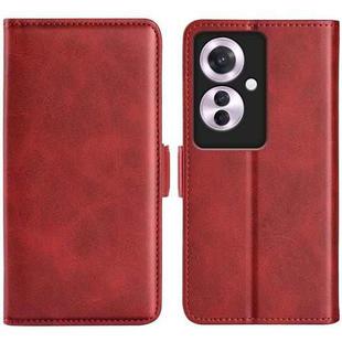 For OPPO Reno11 F 5G Dual-side Magnetic Buckle Horizontal Flip Leather Phone Case(Red)