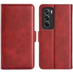 For OPPO Reno12 5G Global Dual-side Magnetic Buckle Horizontal Flip Leather Phone Case(Red)