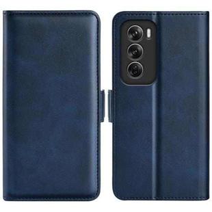 For OPPO Reno12 Pro 5G Global Dual-side Magnetic Buckle Horizontal Flip Leather Phone Case(Dark Blue)
