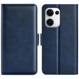 For OPPO Reno13 5G Dual-side Magnetic Buckle Horizontal Flip Leather Phone Case(Dark Blue)